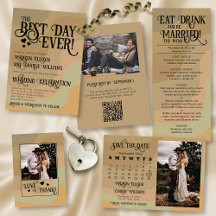 Earthtone Retro Swirls Fun Wedding Suite