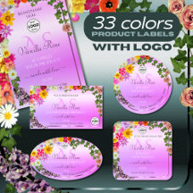 Floral Logo Product Labels Many Blooming Flowers