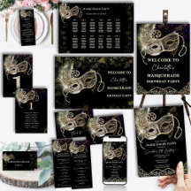 Black and Gold Masquerade Party Bundle