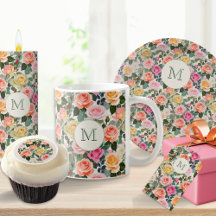 Floral Pattern of Pink & Peach Roses