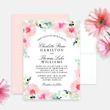 Blush Pink Spring Daisy Floral Watercolor Wedding