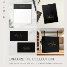Monogram Logo Black Gold Modern Business Supplies