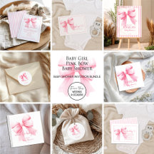 Baby Girl Pink Bow Baby Shower Inviations