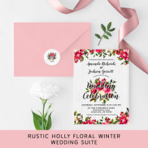 Winter Holly Rustic Marsala Floral Wedding