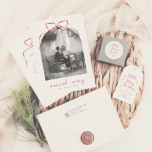 Married & Merry Elegant Bow Arch Photo Christmas