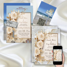 Beach Celebrations with White Flowers and Pearls