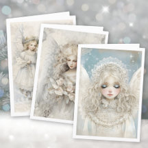 Whimsical Christmas Winter Angel Holiday Cards