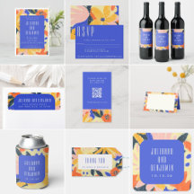 Modern Blue Artsy Abstract Botanical Wedding Suite