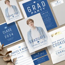 Blue Modern Typography Graduation Party