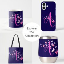 Monogram Butterfly Blue Pink Home and Gifts