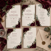 Moody Burgundy Florals Wedding Suite