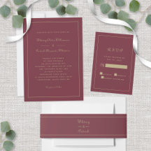 Elegant Script Burgundy & Gold Formal Wedding