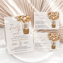 Bear and Beige Balloons Baby Shower Collection