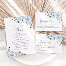 Dusty Blue Flowers Baby Shower Suite