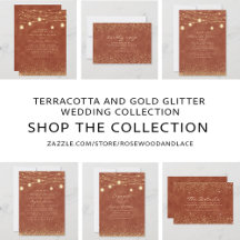 TERRACOTTA WEDDING GOLD GLITTER AND STRING LIGHTS