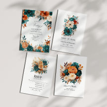 Teal Burnt Orange & Champagne Floral Wedding