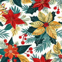 Retro Poinsettias Festive Christmas Wrap & Tissue