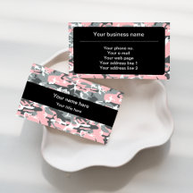 Pink and Gray Camouflage Business Cards Collection