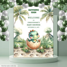 Hatching soon baby dino party backdrops #100B 