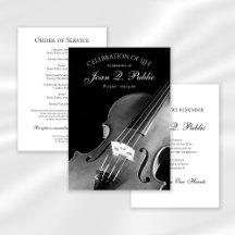 Black and White Violin Musician Funeral Memorial