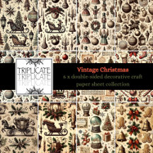 Vintage Christmas Scrapbook Paper Sheets