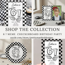 6 7 Meme Black White Checkerboard Birthday Party