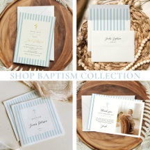Dusty Blue Stripes - Baptism Boy