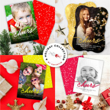 CHEERS MODERN SCRIPT   HOLIDAY PHOTO CARDS