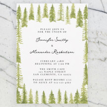 Watercolor Trees Wedding Invitation