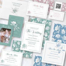 Botanical Pastel Floral Garden Rose Wedding