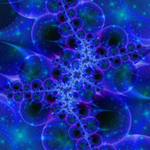 Glow Stars   Blue and White Fractal Art