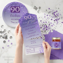 Elegant Purple Glitter   90th Birthday Suite