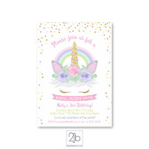 Watercolor Unicorn Face in Pink & Purple