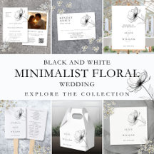 Black And White Minimalist Floral Wedding Suite