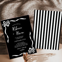 Black Hand Drawn Bow Ribbon Sketch Wedding 1