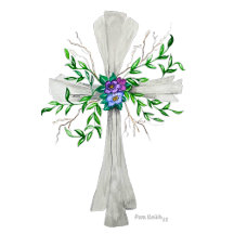 Cross: Grey Cross with Flowers