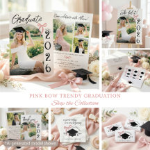 Trendy Pink Bow Graduation 