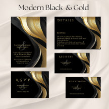 Modern Abstract Black and Gold Elegant Wedding