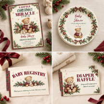 Burgundy Teddy Bear Christmas Baby Shower