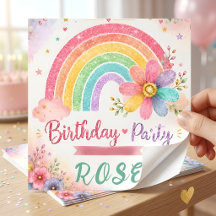 Whimsical Rainbow Design   Pastel Glitter Floral