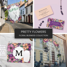 Peach Purple Florals Business Stationery & Promo