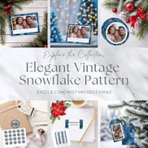 Elegant Vintage Blue Snowflake Pattern