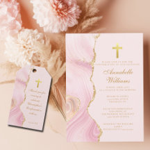 Chic Pink Gold Agate Religious Confirmation