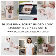 Blush Pink Script Photo Logo Makeup Business Suite