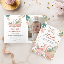 Loverly Pink Dino 1st Birthday Party Collection