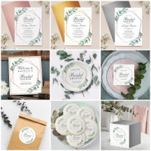 Elegant Geometric Eucalyptus Foliage Bridal Shower