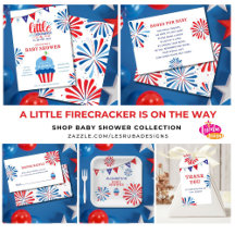 Patriotic July 4th Baby Shower Invitation + Decor