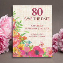 80th Birthday Bold Floral Linen Collection
