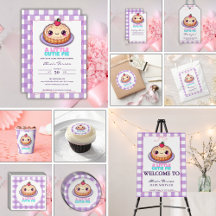 A Little Cutie Pie Kawaii Purple Plaid Baby Shower