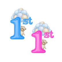 Cute Blue & Pink 1st Birthday Teddy Collection
